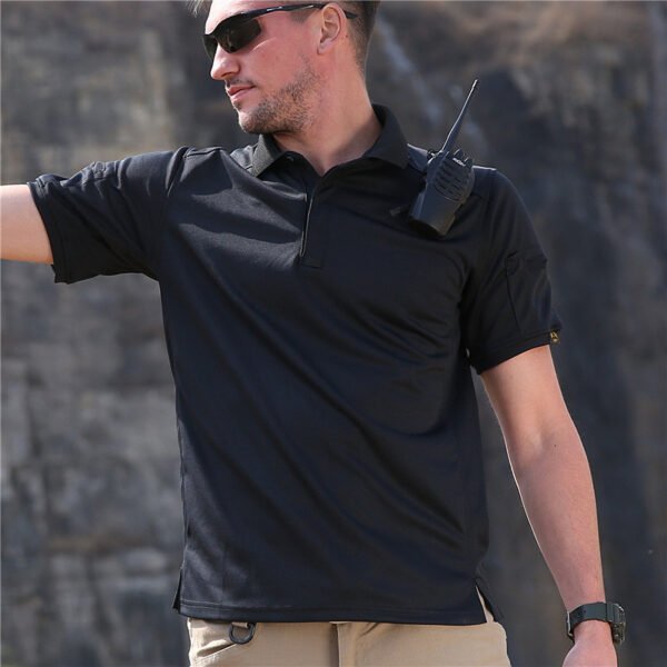 Consul collar short sleeved multifunctional quick drying outdoor men's sports sweat wicking quick drying clothes elastic tactical T-shirt - Image 5