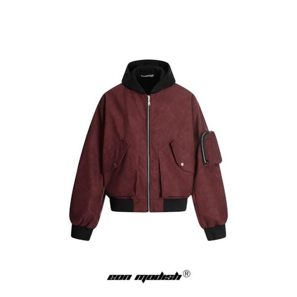 Street Style Color Block Hooded Loose Jacket - Image 7