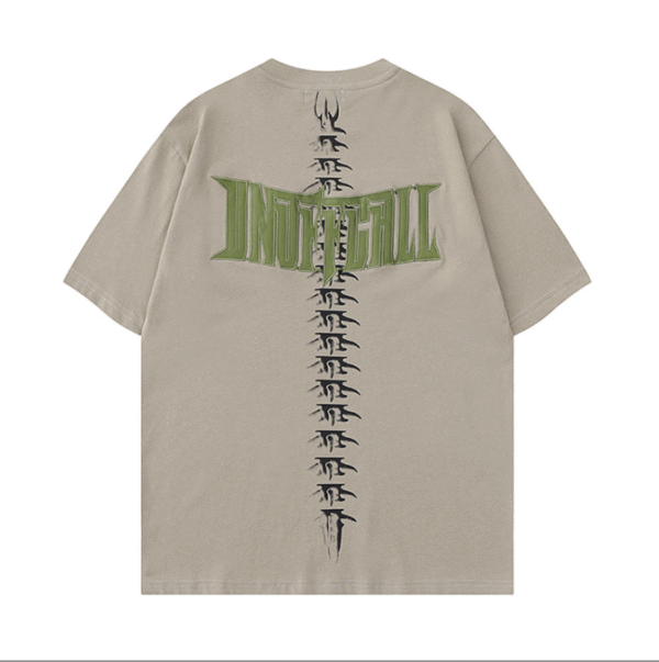 Letter embroidered skeleton print short sleeved T shirt design sense niche men summer street trend half sleeved top - Image 4