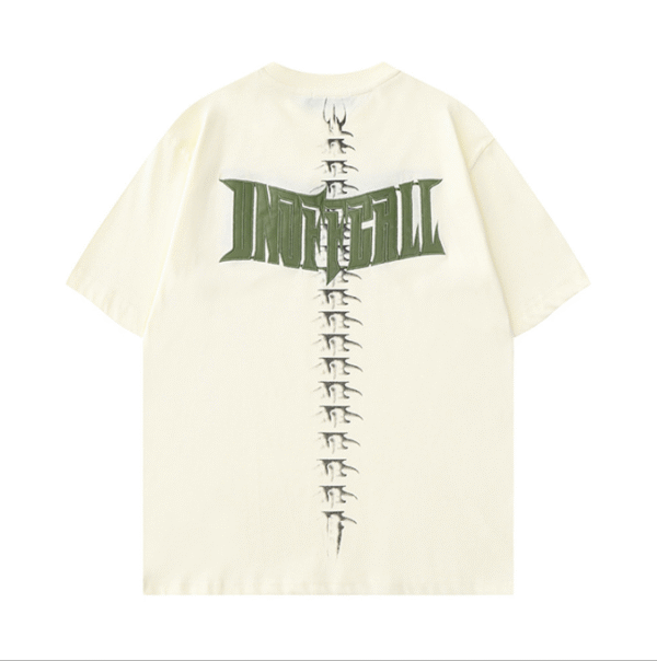 Letter embroidered skeleton print short sleeved T shirt design sense niche men summer street trend half sleeved top - Image 2