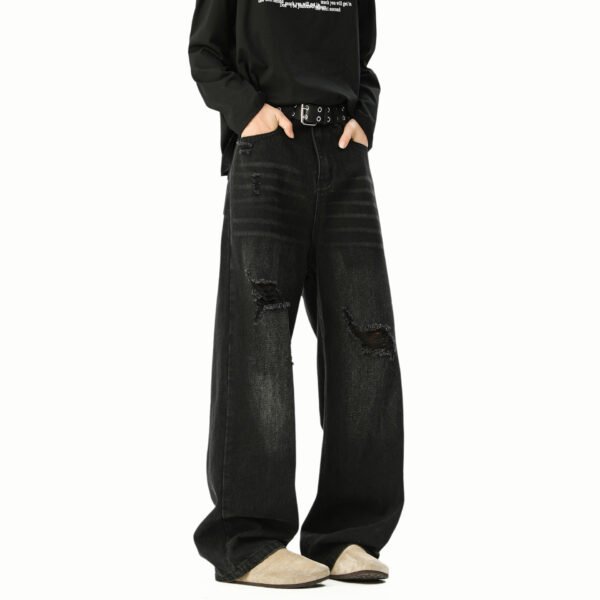 Denim Pants Men's Trendy Loose Straight Leg Jeans Casual Trousers - Image 4