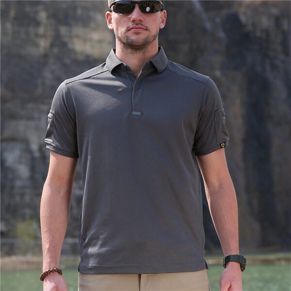 Consul collar short sleeved multifunctional quick drying outdoor men's sports sweat wicking quick drying clothes elastic tactical T-shirt - Image 7