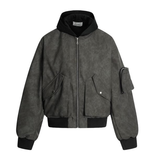 Street Style Color Block Hooded Loose Jacket - Image 6
