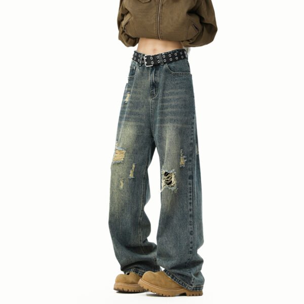 Denim Pants Men's Trendy Loose Straight Leg Jeans Casual Trousers