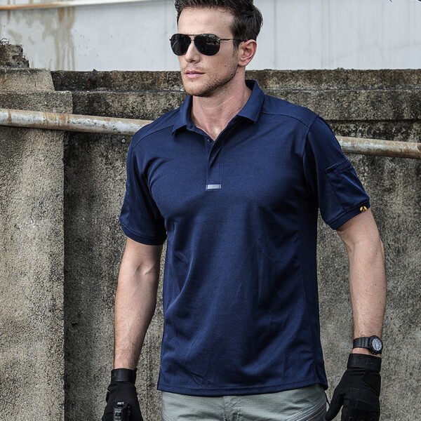 Consul collar short sleeved multifunctional quick drying outdoor men's sports sweat wicking quick drying clothes elastic tactical T-shirt - Image 4
