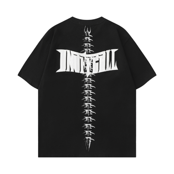 Letter embroidered skeleton print short sleeved T shirt design sense niche men summer street trend half sleeved top - Image 6