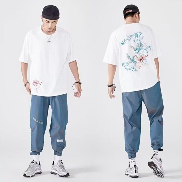 Phoenix Embroidered T-shirt Solid Color Simple Half Sleeve Trendy Short Sleeve Summer New Men's Clothing - Image 5
