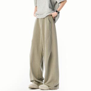 Cleanfit Trousers for Men Loose Fit Casual Floor-Length Straight-Leg Long Pants