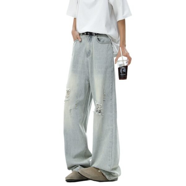 Denim Pants Men's Trendy Loose Straight Leg Jeans Casual Trousers - Image 5