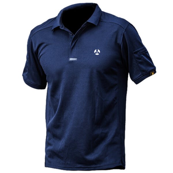 Consul collar short sleeved multifunctional quick drying outdoor men's sports sweat wicking quick drying clothes elastic tactical T-shirt - Image 2