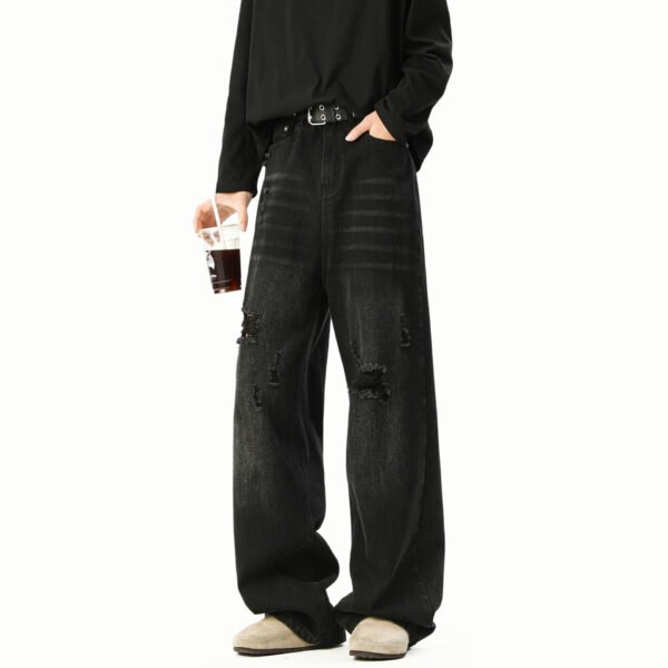 Denim Pants Men's Trendy Loose Straight Leg Jeans Casual Trousers - Image 3