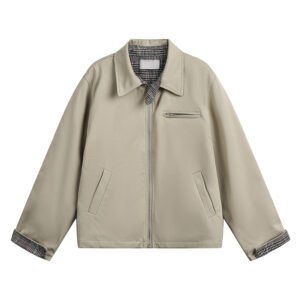 Collar Clean Fit Loose Plaid Splicing Jacket for Men Spring High Street Style
