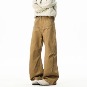 Design Men's Loose Pleated Wide-Leg Casual Work Pants