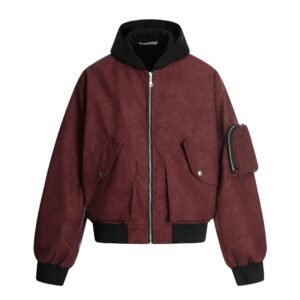 Street Style Color Block Hooded Loose Jacket
