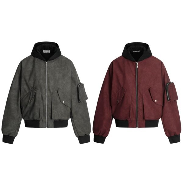 Street Style Color Block Hooded Loose Jacket - Image 5