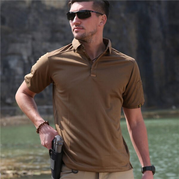 Consul collar short sleeved multifunctional quick drying outdoor men's sports sweat wicking quick drying clothes elastic tactical T-shirt - Image 6