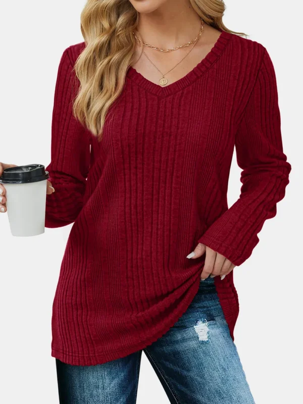 Solid color knitted sweater lightweight waistband sweater fashionable - Image 3
